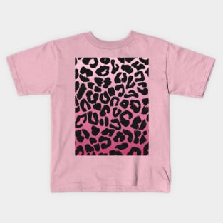 Pink Fade Leopard Spots Print Kids T-Shirt